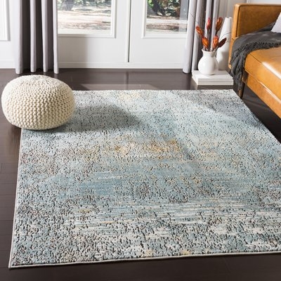 Kaiden Distressed Abstract Teal/Butter Area Rug - Image 0