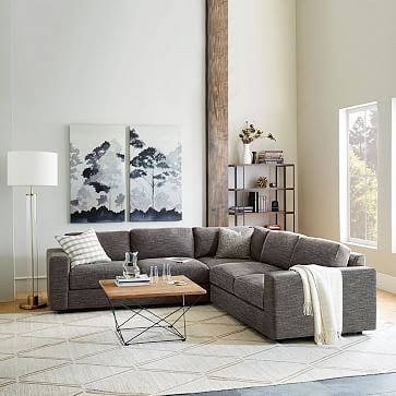 Urban Sectional Set 05: Left Arm 2 Seater Sofa, Corner, Right Arm 2 Seater Sofa, Down Blend Fill, Chunky Basketweave, Stone - Image 4