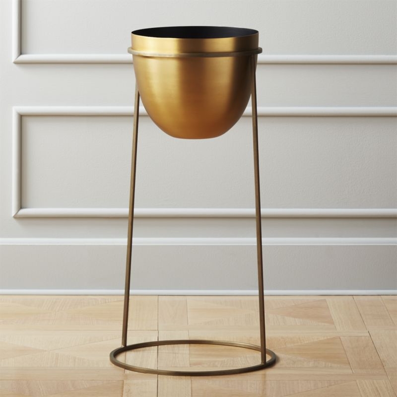 Milo Brass Planter On Stand Small - Image 4