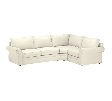 Pearce Roll Arm Upholstered Left Arm 3-Piece Wedge Sectional, Down Blend Wrapped Cushions, Premium Performance Basketweave Ivory - Image 2