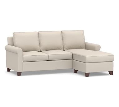 Cameron Roll Arm Upholstered Sofa with Reversible Chaise Sectional, Polyester Wrapped Cushions, Performance Brushed Basketweave Oatmeal - Image 2