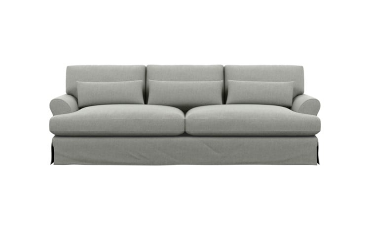 Maxwell Slipcovered Sofa with Ecru Fabric and Matte Black with Brass Cap legs - Image 0