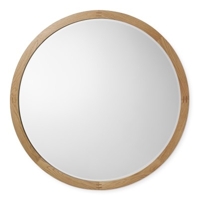 Doheny Bleached Oak Wood Round Mirror, 48" - Image 0