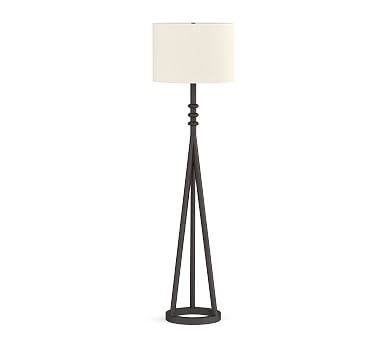 ORSON FLOOR LAMP & LARGE STRAIGHT SIDED GALLERY SHADE, WHITE - Image 0