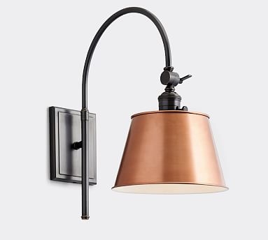 Tapered Metal Copper Hood with Bronze Classic Arc Sconce - Image 0