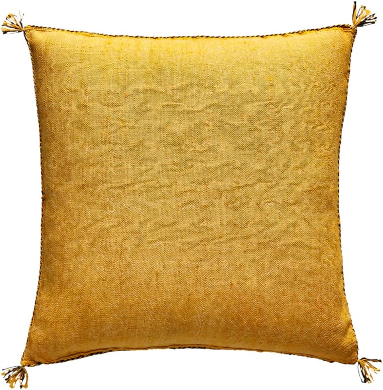 20" Cactus Silk Mustard Yellow Pillow with Down-Alternative Insert - Image 3