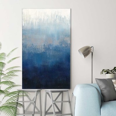 'Silver Wave II' Acrylic Painting Print on Canvas - Image 0