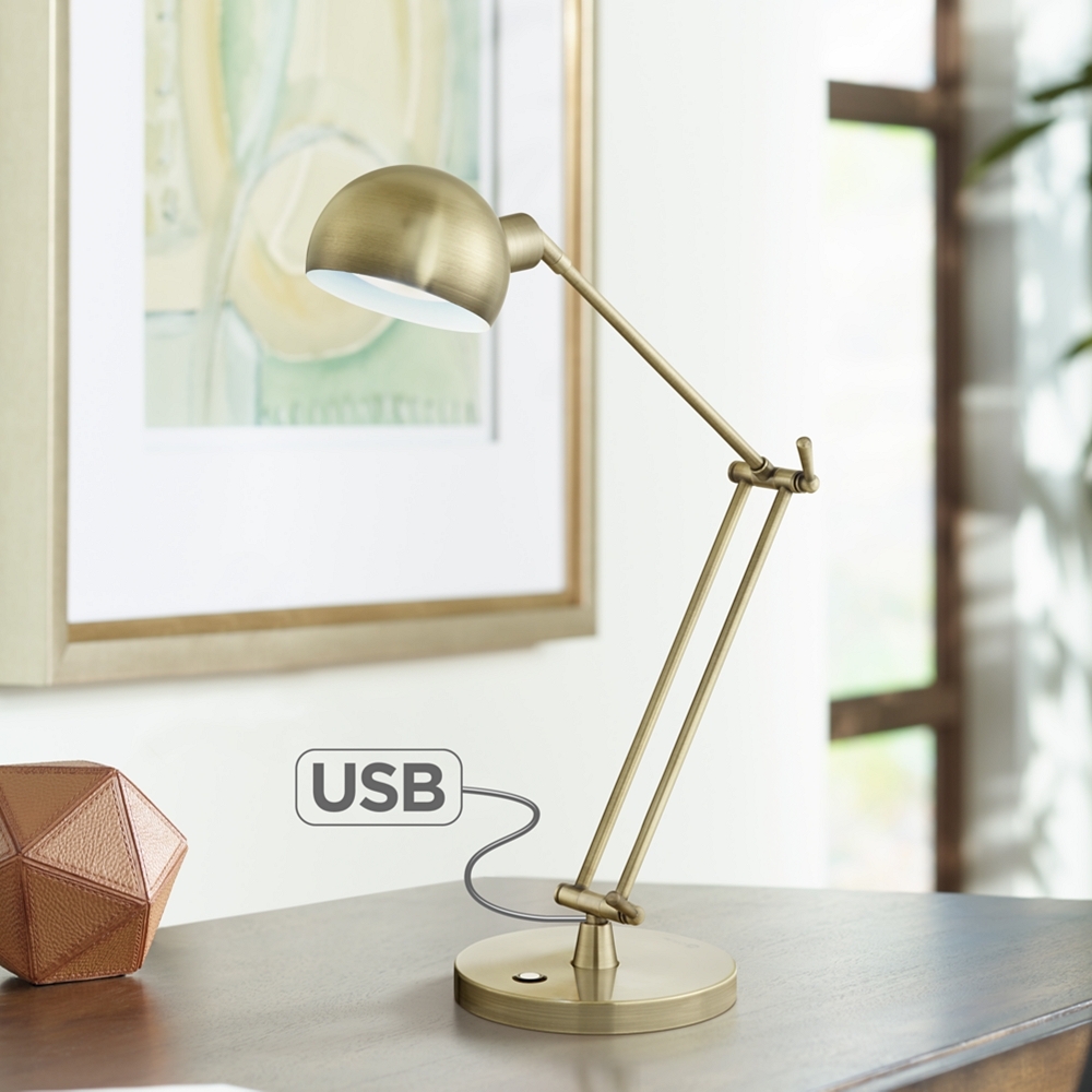 OttLite Refine LED Antique Brass Desk Lamp - Image 1
