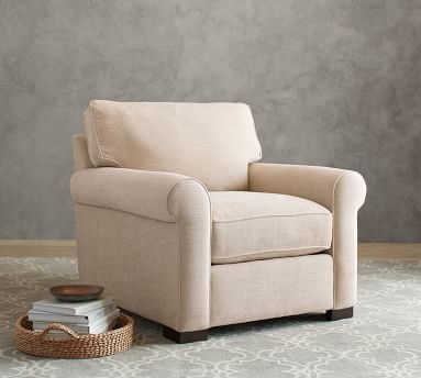 Buchanan Roll Arm Upholstered Armchair, Polyester Wrapped Cushions, Sunbrella(R) Performance Slub Tweed Ash - Image 1
