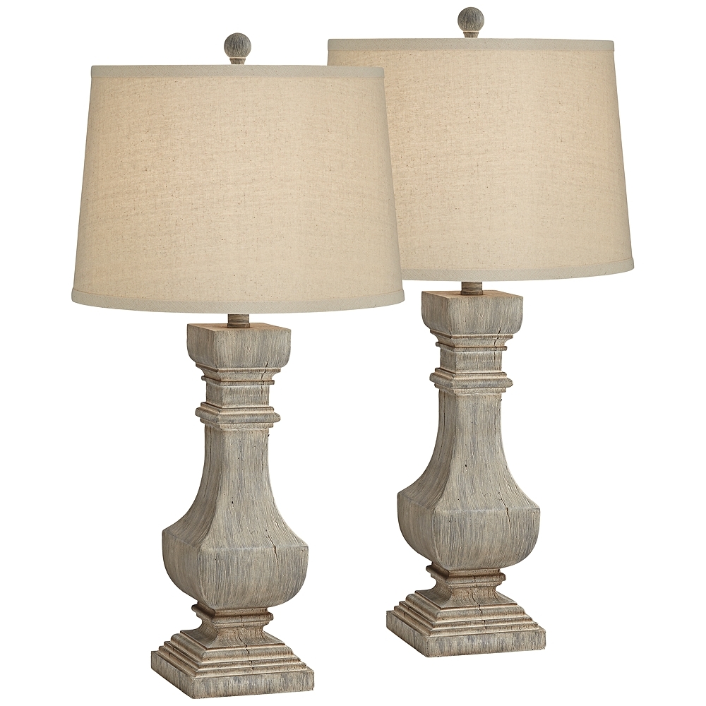 Wilmington Gray Wash Poly Wood Table Lamps Set of 2 - Style # 68R00 - Image 0