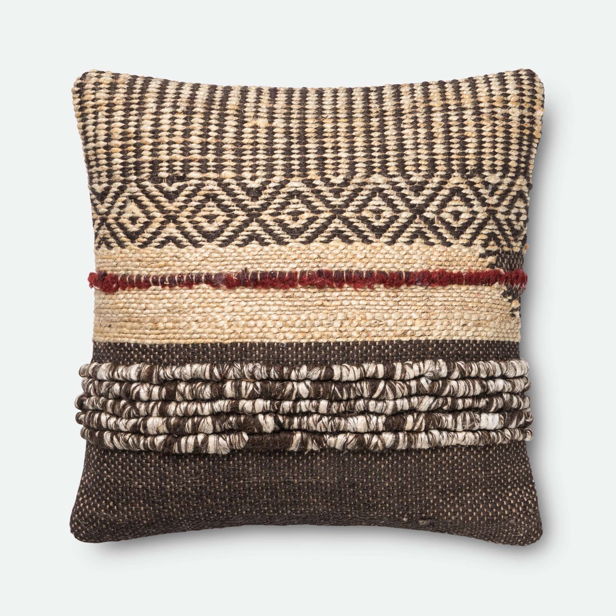 PILLOWS - BROWN / RED - 22" X 22" Cover w/Down - Image 0