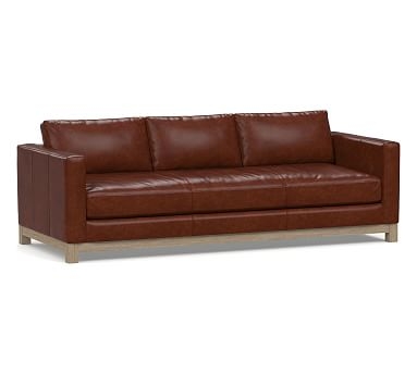 Jake Leather Grand Sofa 95.5" with Wood Legs, Down Blend Wrapped Cushions, Statesville Molasses - Image 0