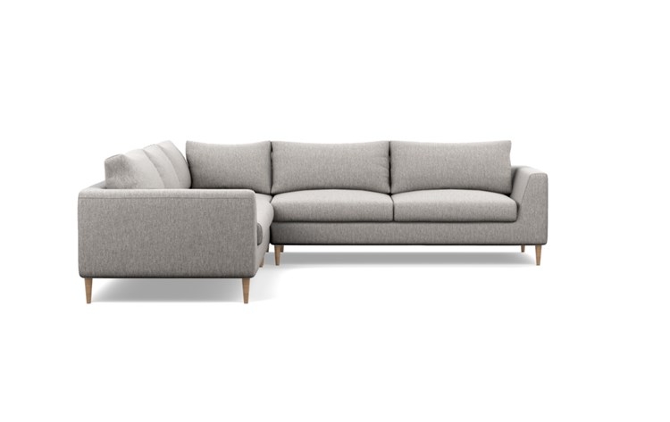 Asher Corner Sectional with Brown Earth Fabric and Natural Oak legs - Image 2