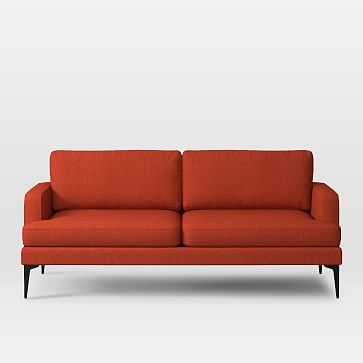 Andes 76.5" Sofa, Heathered Weave, Cayenne, Dark Pewter - Image 0