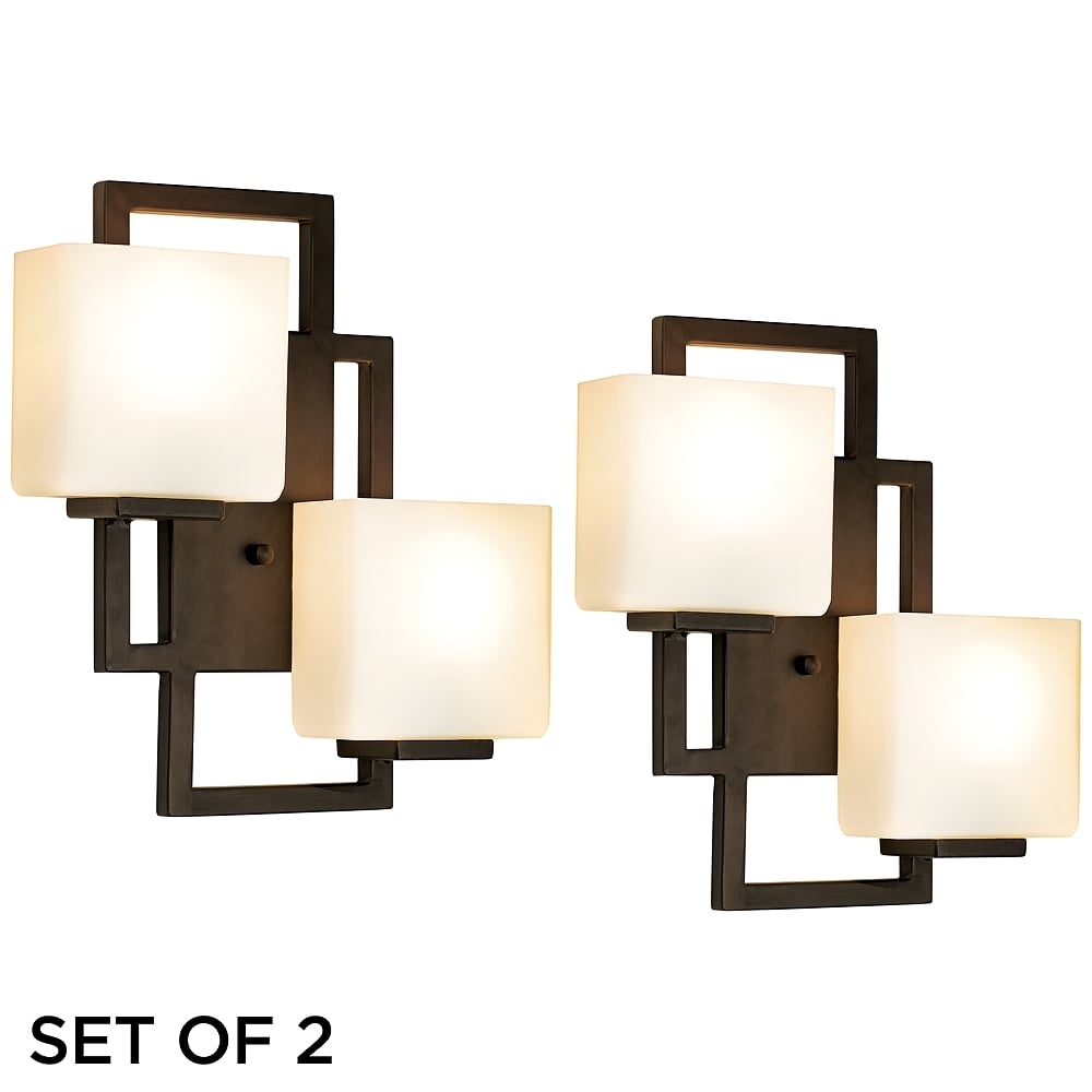Possini Euro Lighting on the Square 15.5" Bronze Wall Sconces Set of 2 - Image 0