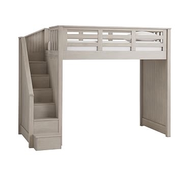 Catalina Stair Loft Bed, Full, Brushed Fog - Image 1