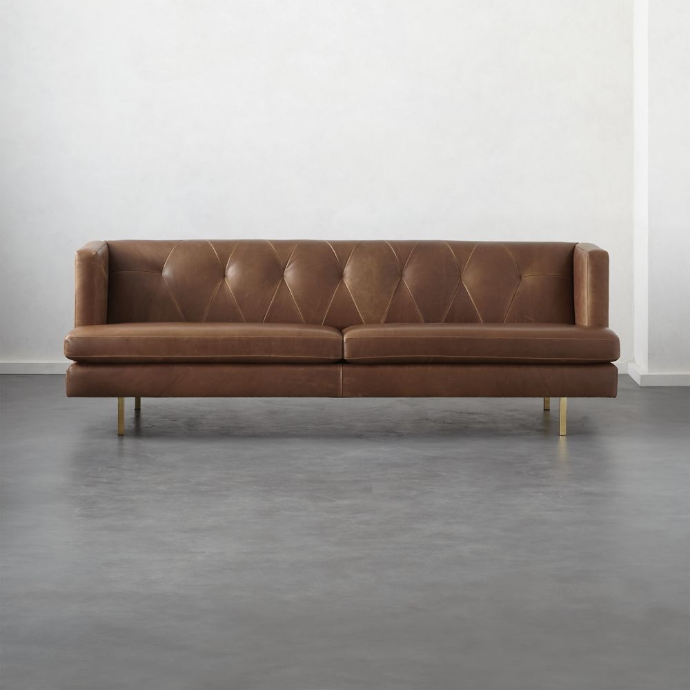 Avec Leather Sofa with Brass Legs - Image 0