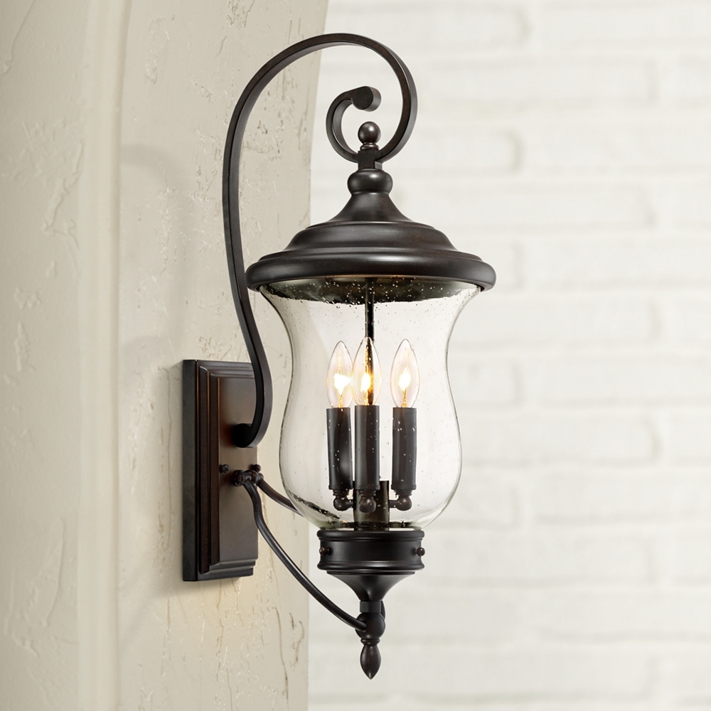 Franklin Iron Works Carriage 26 3/4" Bronze 3-Light Outdoor Wall Light - Image 0