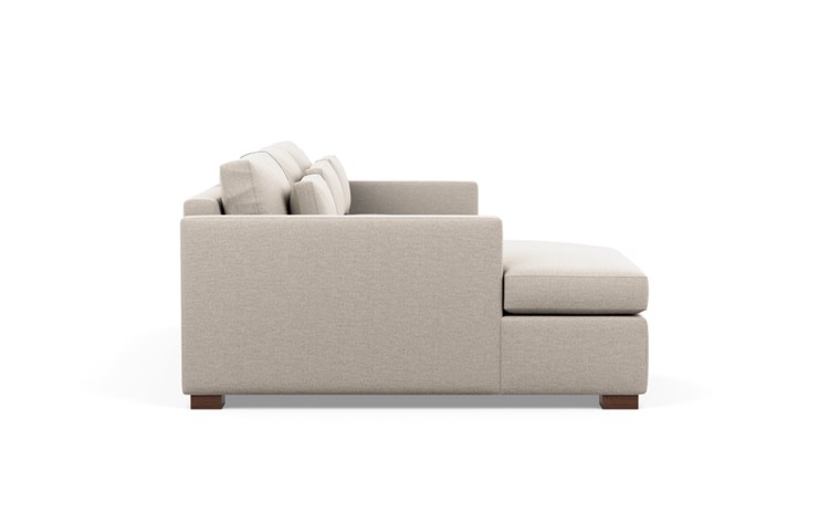 Charly Left Sectional with Beige Linen Fabric, extended chaise, and Oiled Walnut legs - Image 2