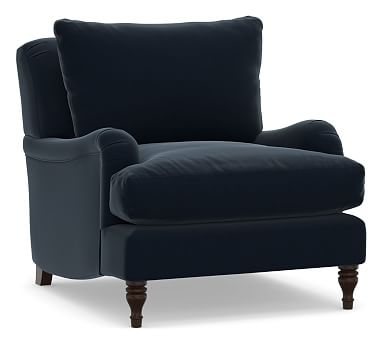 Carlisle Upholstered Armchair, Polyester Wrapped Cushions, Performance Plush Velvet Navy - Image 0