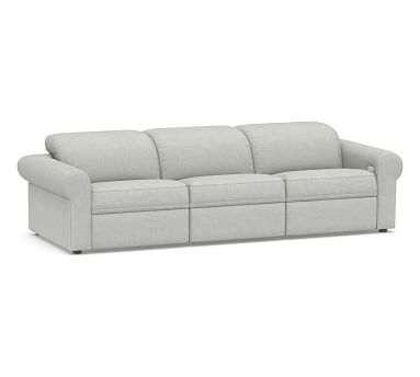 Ultra Lounge Roll Arm Upholstered 3-Piece Reclining Sofa Sectional, Polyester Wrapped Cushions, Basketweave Slub Ash - Image 2