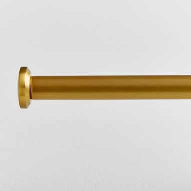 Classic Steel Curtain Rod, Single, 1.25", 48"-88", Brass - Image 1