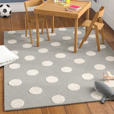 Brenner Polka Dots Hand-Tufted Gray/Ivory Area Rug - Image 0