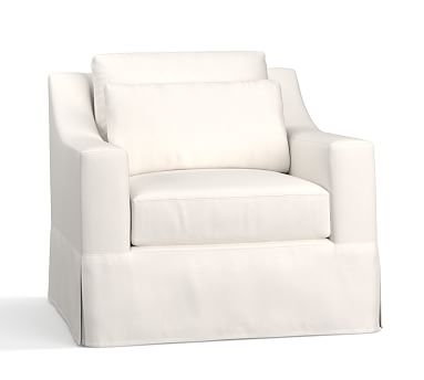 York Slope Arm Slipcovered Deep Seat Armchair, Down Blend Wrapped Cushions, Performance Everydaylinen(TM) Ivory - Image 0