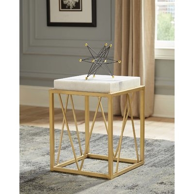 Thorp Square Accent Table White and Gold - Image 0