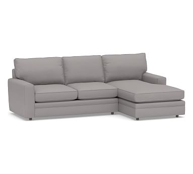 Pearce Square Arm Upholstered Left Arm Sofa with Chaise Sectional, Down Blend Wrapped Cushions, Performance Twill Metal Gray - Image 0
