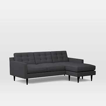 Drake Mid-Century Flip Sectional, Poly, Pebble Weave, Charcoal, Chocolate - Image 2