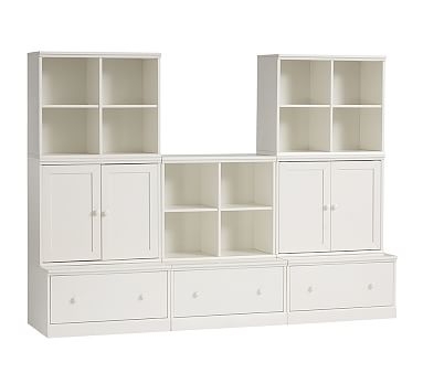 Cameron 3 Cubbies, 2 Cabinets, & 3 Drawer Bases, Simply White, In-Home Delivery - Image 0