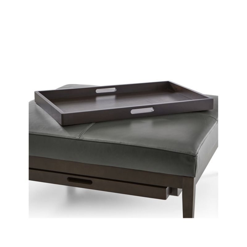 Nash Leather Square Ottoman with Tray - Image 6