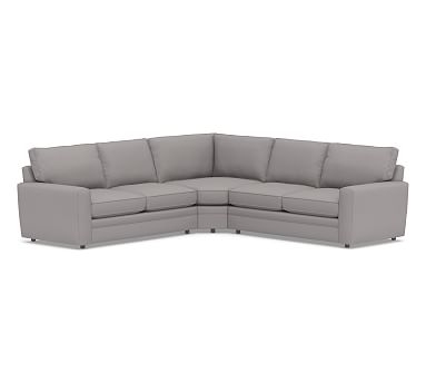 Pearce Square Arm Upholstered 3-Piece L-Shaped Wedge Sectional, Down Blend Wrapped Cushions, Performance Twill Metal Gray - Image 0