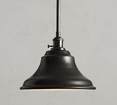 Curved Metal Bell Large Pole Pendant, Bronze - Image 3