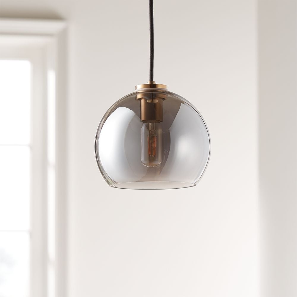 Arren Brass Single Pendant Light with Silver Round Shade - Image 0