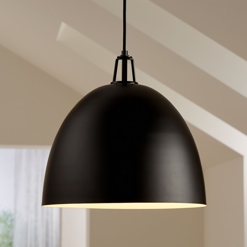 Maddox Black Dome Large Pendant Light with Black Socket - Image 4