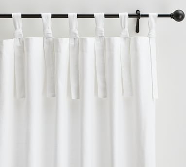 Textured Cotton Tie-Top Drape, 50 x 96", White - Image 0