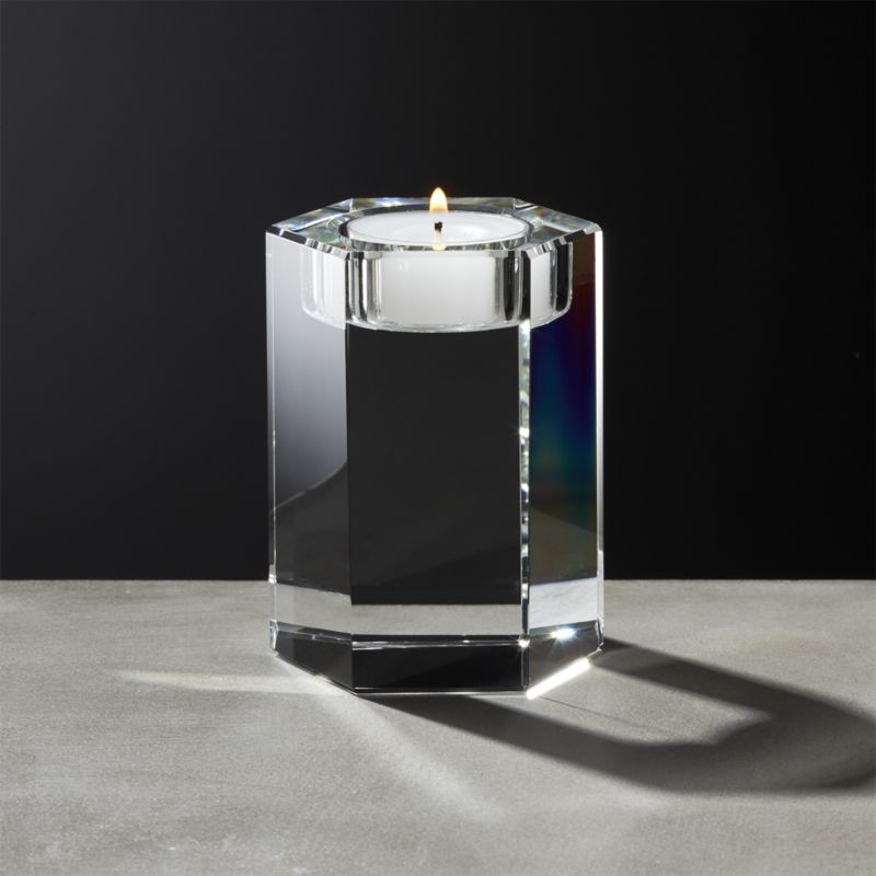 Hex Crystal Tea Light Candle Holders Set of 3 - Image 2