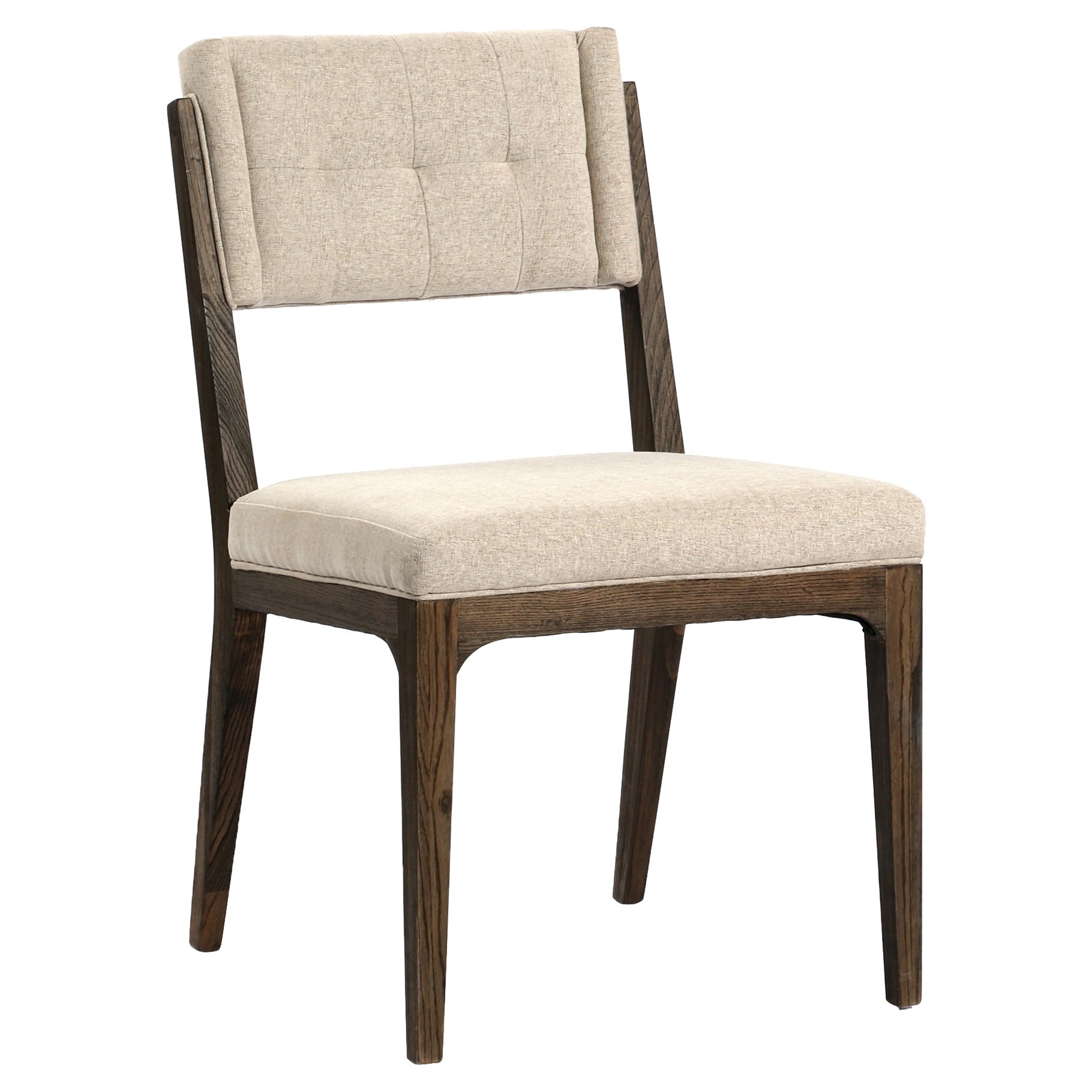 Arlene French Country Tuffed Beige Linen Upholstered Wood Dining Chair - Image 0