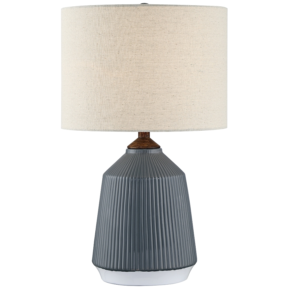 Lite Source Saratoga Gray Ceramic Striped Accent Table Lamp - Style # 69R51 - Image 0
