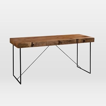 Natural Wood + Metal Writing Desk - Image 0