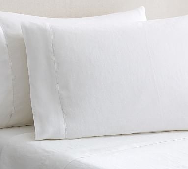 Belgian Flax Linen Pillowcases, King, White, Set of 2 - Image 2