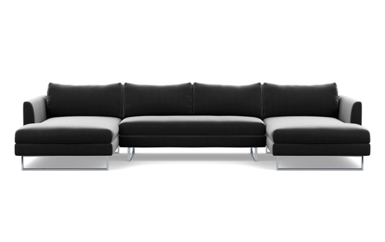 Owens U-Sectional with Narwhal Fabric, Chrome Plated legs, and Bench Cushion - Image 0