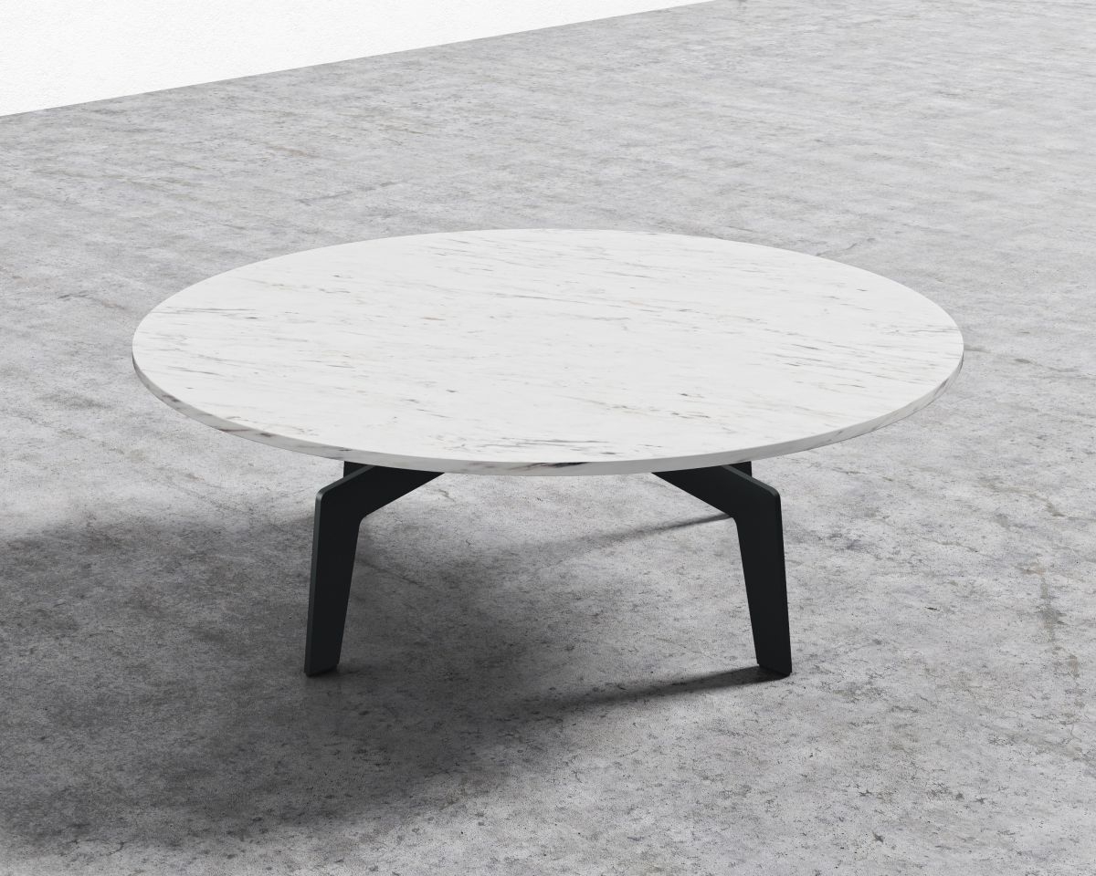 Evelyn Coffee Table - Round - Black White Carrara Marble - Image 2