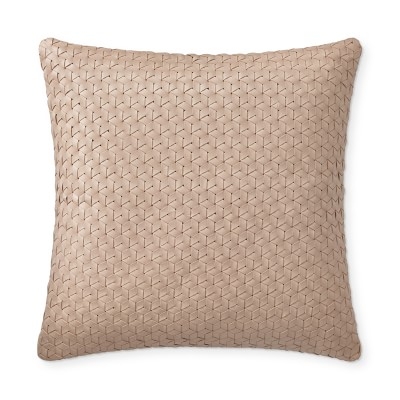 Interlace Leather Pillow Cover, 18" X 18", Blush - Image 0