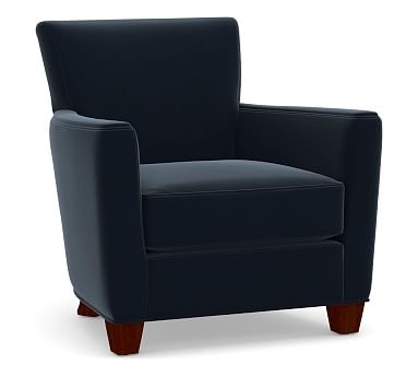 Irving Square Arm Upholstered Armchair without Nailheads, Polyester Wrapped Cushions, Performance Plush Velvet Navy - Image 0