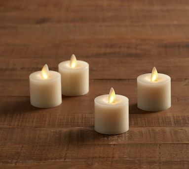 Premium Flickering Flameless Wax Votive Candle, Set of 4 - Ivory - Image 1