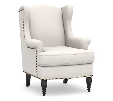 SoMa Delancey Upholstered Wingback Armchair, Polyester Wrapped Cushions, Sunbrella(R) Performance Chenille Salt - Image 2