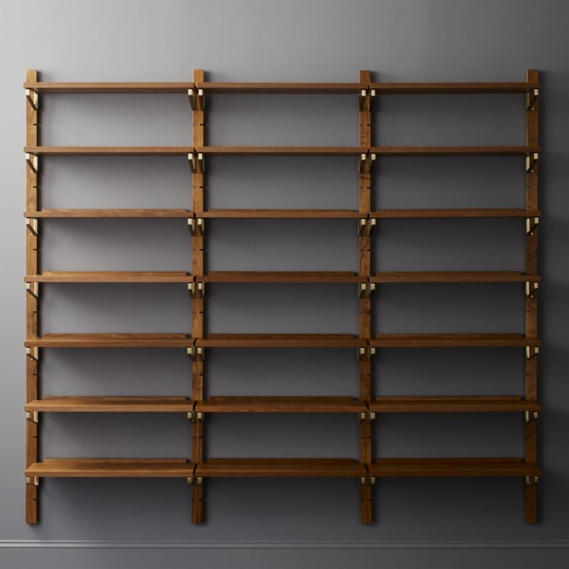 Walnut Modular Triple Shelf 88" - Image 5